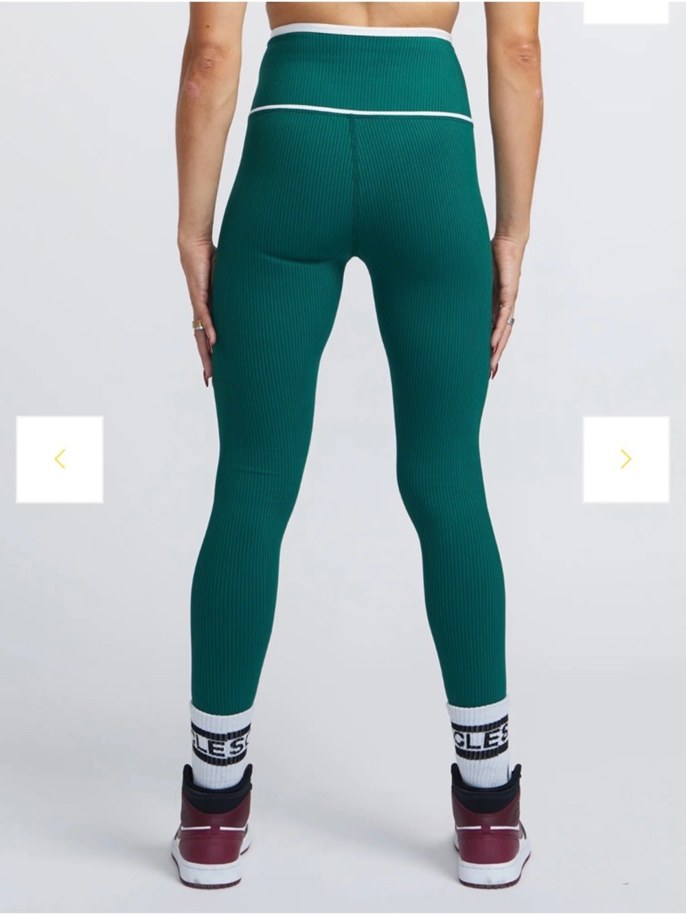 Year of Ours Forest Green Ribbed High-Waist Leggings and top 2pcs - Picture 4 of 9